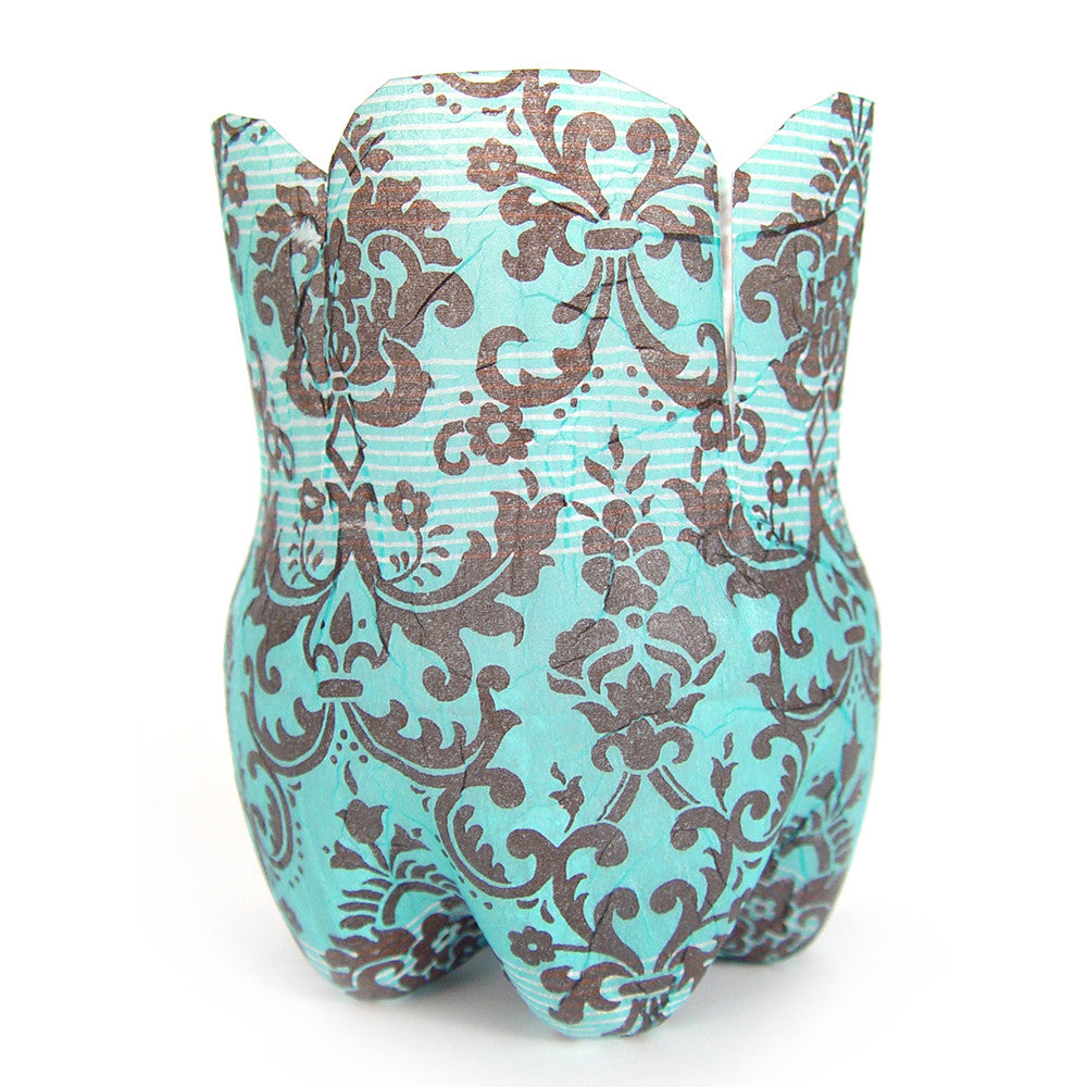 Upcycled Bottle Single Blue with arabesques
