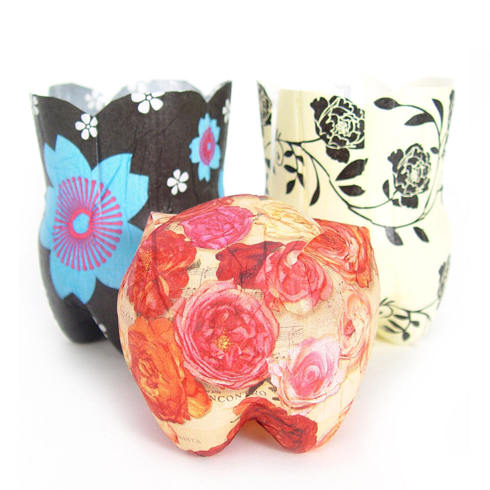 Upcycled Bottle Boxes floral patterns