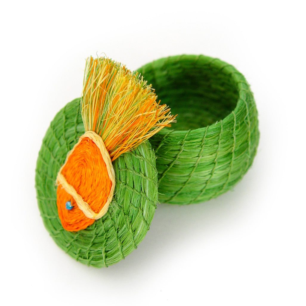 Swimming Fish Lidded Basket Open Lid
