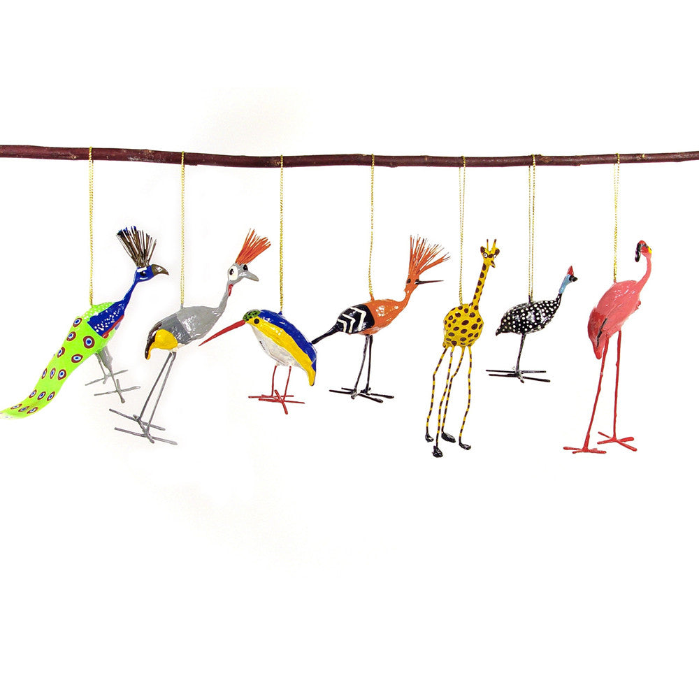 seed pod bird ornament group