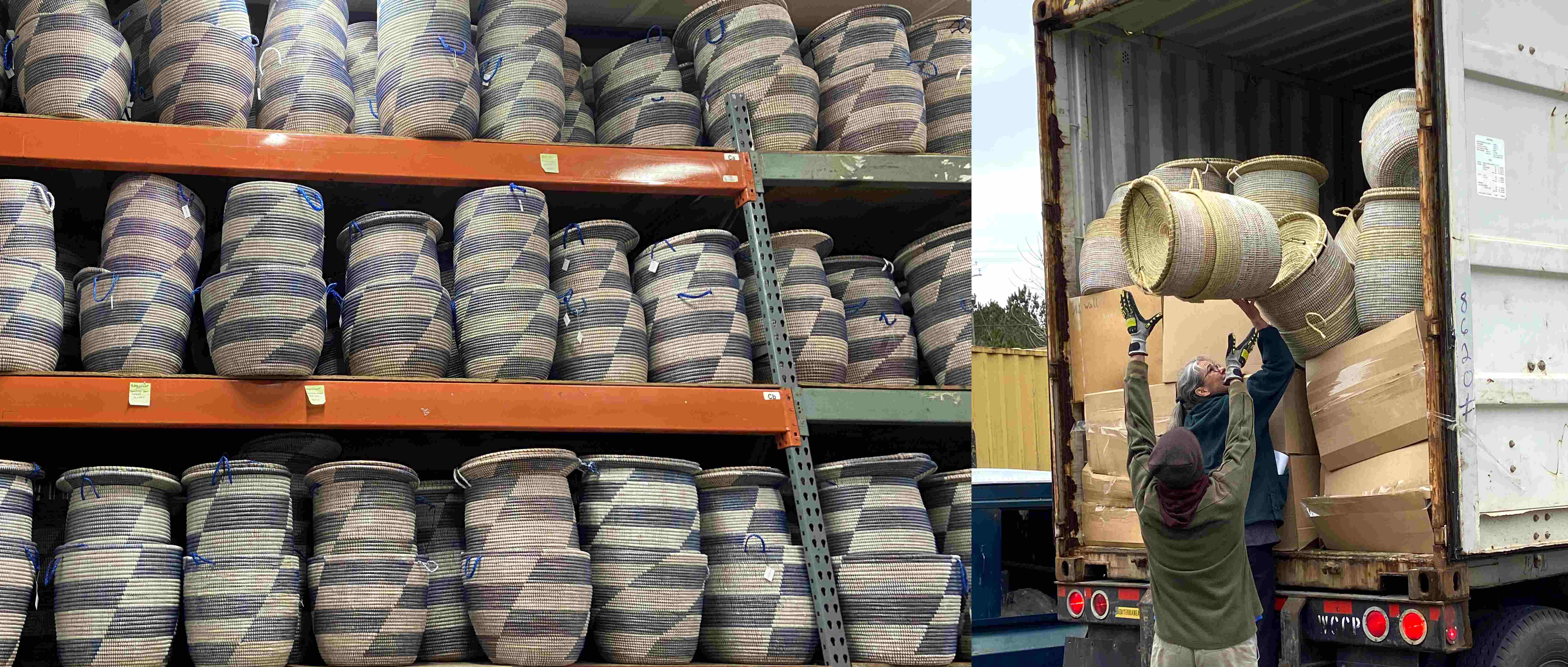Mbare's warehouse in Athens, Ga, offloading baskets